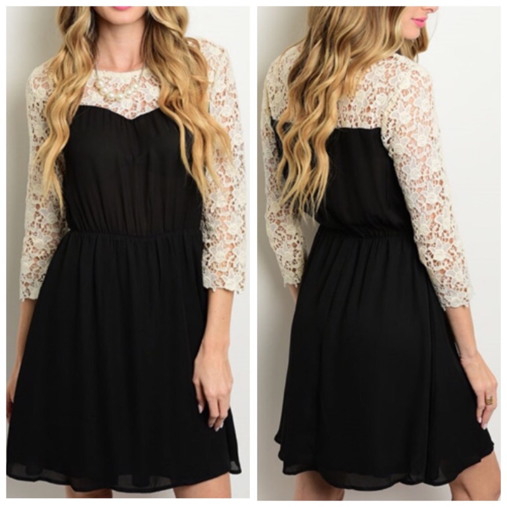 💥URSULA black & ivory lace dress
